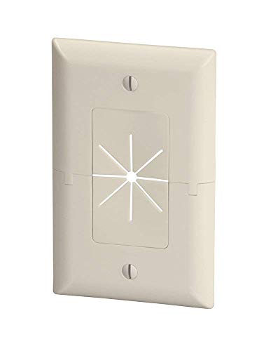 DATA COMM Electronics 45-0017-LA Split Style TV Plate,Flexible AV/HDMI Cable Pass-Through, Low-Profile Design, Conceals Up to 6 Cables, Seamless Finish, Recessed Media In-Wall Outlet Box , Lite Almond - size: 1 Count (Pack of 1), style: Lite Almond - TV P