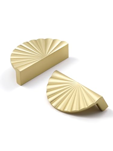 5 Pack Brushed Gold Cabinet Pulls 2.5" Hole Center Cup Flat Brass Drawer Pulls Kitchen Cupboard Bathroom Dresser Cabinet Hardware Handles Zinc Alloy - color: Brushed Gold, size: 2.5"(64mm) Hole Center