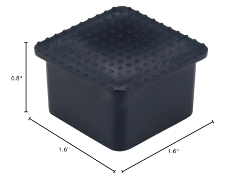 Square Furniture Feet Pads PVC Rubber Queit Chair Leg Caps Inner Size 1.6" x 1.6" Fit for Square Chair Feet Floor Protectors, Black-4 Packs - size: 40x40mm/1.6" x 1.6",4 PCS