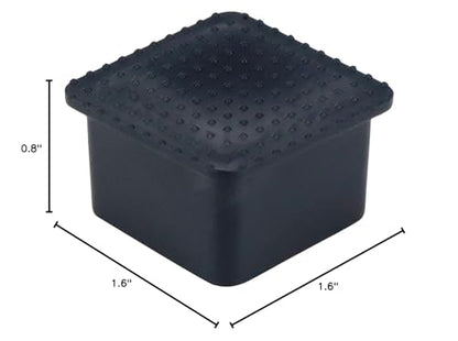 Square Furniture Feet Pads PVC Rubber Queit Chair Leg Caps Inner Size 1.6" x 1.6" Fit for Square Chair Feet Floor Protectors, Black-4 Packs - size: 40x40mm/1.6" x 1.6",4 PCS