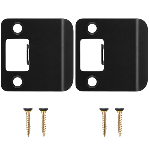 2 Pack Extended Strike Plate Round Corner Extended Lip Doors Strike Plate Extender 2-1/4" x 1-3/4", (2-1/4" Overall Length)(2.25 x 2.25 Inch,Black) - color: Black