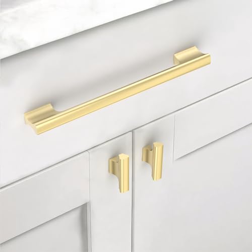 Asidrama 10 Pack 7.5 Inch(192mm) Brushed Gold Kitchen Cabinet Handles, Cabinet Pulls Kitchen Cabinet Hardware Cupboard Handles Drawer Pulls - color: Brushed Gold, size: 7.5" Hole Center(192mm), style: 10 Pack