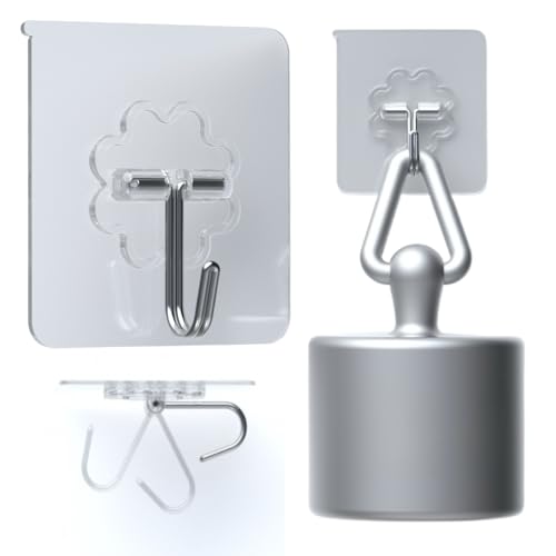 DDMY Heavy Duty Hook 24 Pack Self Adhesive Hooks for Hanging Wall Hooks Transparent Reusable Waterproof Adhesive Sticky Hook for Kitchen Curtain, Towel Bathroom,Coat Shower Door Utility No Damage - color: Transparent, size: 24 Pieces