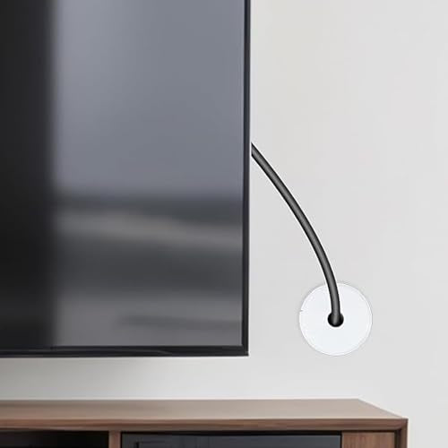 4-pcs Wall Hole Cable Conduit with 0.8cm Plastic Conduit Cover, Compatible Wall Hole Wiring kit, Wall Conduit Hole Ring (White) for Cable and Wire Furniture