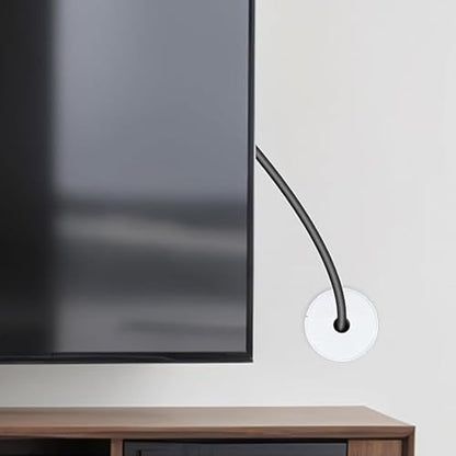4-pcs Wall Hole Cable Conduit with 0.8cm Plastic Conduit Cover, Compatible Wall Hole Wiring kit, Wall Conduit Hole Ring (White) for Cable and Wire Furniture