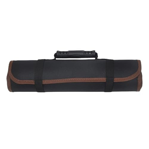 23 Pocket Car Tool Bag Roll Up Organizer - Portable Wrench Organizer & Tools Storage Bag with Zipper Pouch - Roll Up Tool Pouch with Easy-Grab Handle for Men Dad Boyfriend Mechanic (Black) - color: Black