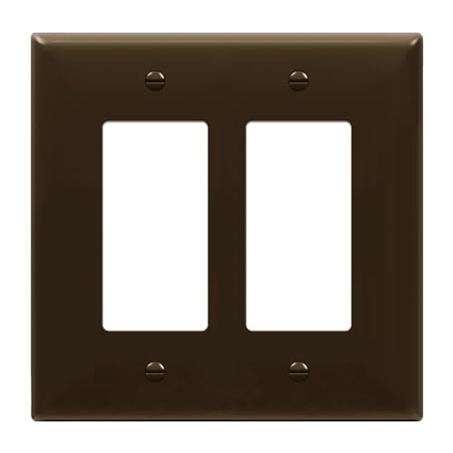 ENERLITES Decorator Light Switch or Receptacle Outlet Wall Plate, 2-Gang 4.88" x 4.92", Gloss Finish, Mid-Size, Unbreakable Polycarbonate Thermoplastic, UL Listed, 8832M-BR, Brown - color: Brown, size: Mid-size