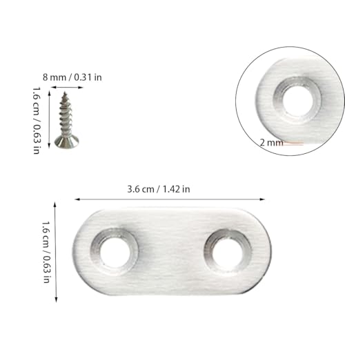 20 Pack Straight Brace, Flat Straight Bracket with Screws,Stainless Straight Flat Brace, Repair Bracket, Flat Plate Straight Bracket, Stainless Steel Straight Bracket (Silver) - color: Silver