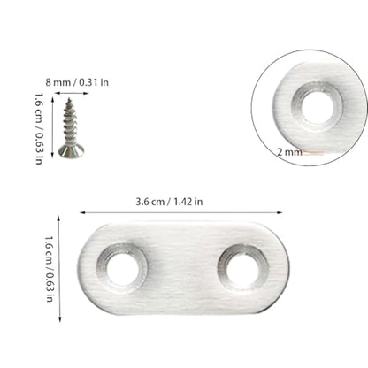 20 Pack Straight Brace, Flat Straight Bracket with Screws,Stainless Straight Flat Brace, Repair Bracket, Flat Plate Straight Bracket, Stainless Steel Straight Bracket (Silver) - color: Silver