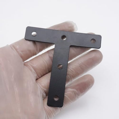 20pcs T Flat Shape Braces Corner Bracket, 80x80 mm Decorative Corner Brackets Mending Plate, Stainless Steel T-Shaped Bracket for Wood Furniture Fixing - size: T Black 80x80 mm