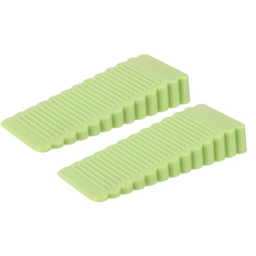 uxcell 2 Pcs Door Stoppers for Bottom of Door, 15mm/0.59 Inch Door Stops, Rubber Door Stopper Wedge Anti Slip, Window Stopper Door Stackable, Green - color: Green, size: 0.59-inches