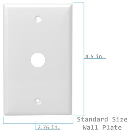 ENERLITES 1 Gang 0.406 Inch Hole Telephone/Cable Wall Cover, Fade Resistant Unbreakable Polycarbonate with Smooth Surface, 8661-W White - size: 1 Pack, style: Wall Plate