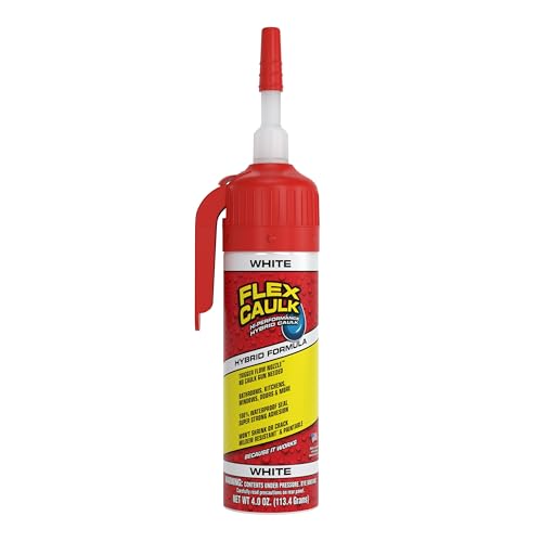 Flex Caulk, Waterproof & Weatherproof Hybrid Polymer Sealant, Strong, Paintable, Indoor, Outdoor, Bath, Shower, Sink, Window, Baseboards, Door, RV, Roof, Wood, Auto & Marine, White, 4 oz, 1-Pack - style: Hybrid, White, 4 oz, 1-Pack