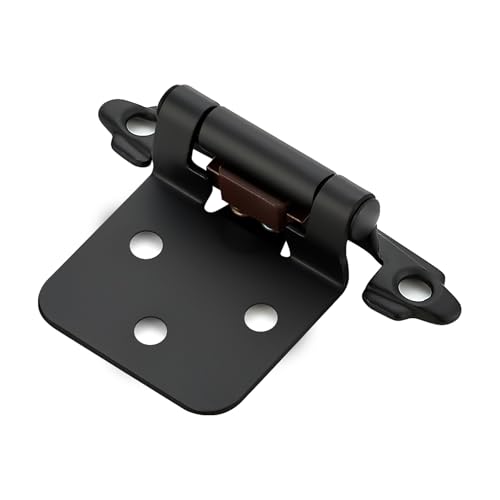 4 Pack (2 Pairs) Matte Black Cabinet Hinges for Kitchen Doors, Self-Closing, 1/2 Inch Overlay (Variable), Semi-Concealed Face Frame, Surface Mount Cabinet Hardware - color: Matte Black