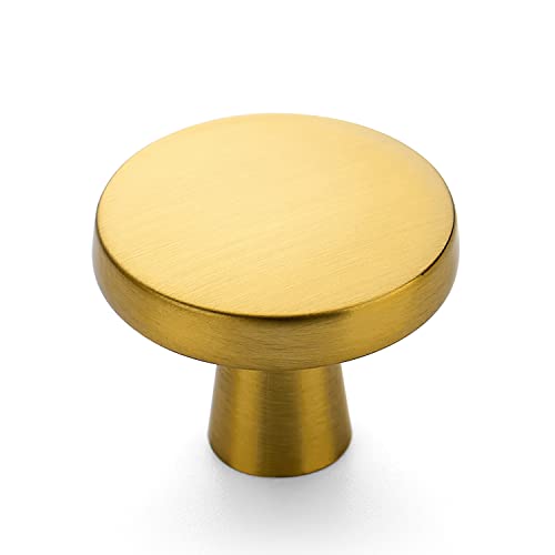 Ravinte 25 Pack Drawer Pulls 1-1/4 Inch Kitchen Cabinet Knobs Solid Brushed Brass Round Dresser Drawer Knobs Gold Dresser Knobs Drawer Knobs Simple Cabinet Hardware for Cupboard Drawer Pulls - color: Brushed Brass