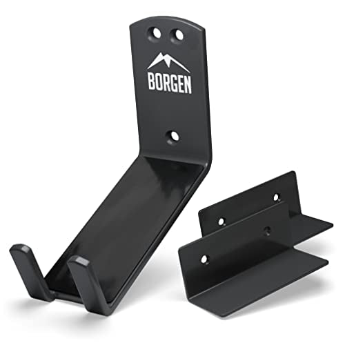 Borgen Bike Wall Mount Pedal Hook for E-Bikes, MTB & Road - Bicycle Wall Mount with Support Brackets and Wall Protection Pads, Suitable as Bike Rack Garage Bike Storage Shed and Bicycle Storage Indoor - color: Black, size: Set of 1
