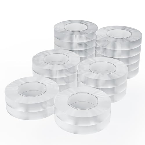 20 Rolls Double Sided Tape, Nano Tape, Transparent Adhesive Tape, Traceless Adhesive Tape, Removable, Washable, Reusable, Suitable for Carpets, Photo Walls, 9.85 Feet Per Roll - size: 9.85 Feet Set of 20
