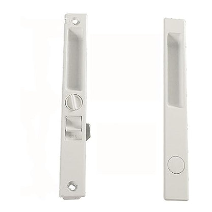 Sliding Glass Patio Door Lock Handle Set, Non-Keyed, Flush Mount, with Nite Lock,C Cam, and Keeper, White, 6-9/16" Screw Hole | Sliding Door Handle Replacement Hardware Repairs (DL-504) (White) - color: White