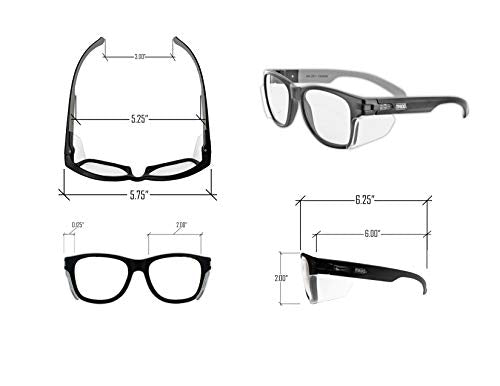 MAGID Y50 Safety Glasses for Construction | Black Frame — 2 Pair Combo - 1 Clear Lens, 1 Gray Lens | Side Shields, ANSI Z87.1+, Anti-Fog, Scratch-Resistant, 99.9% UV Protection, Polycarbonate Lens - color: Combo Lens | Clear & Gray, size: 2 Pairs