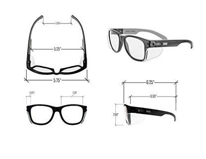 MAGID Y50 Safety Glasses for Construction | Black Frame — 2 Pair Combo - 1 Clear Lens, 1 Gray Lens | Side Shields, ANSI Z87.1+, Anti-Fog, Scratch-Resistant, 99.9% UV Protection, Polycarbonate Lens - color: Combo Lens | Clear & Gray, size: 2 Pairs