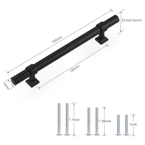 5 Pack Hole Centers 5 inch Matte Black Cabinet Handles, Stainless Steel Kitchen Cabinet Pulls, T Bar Hareware Pull Handle for Drawers Dressers Cabinets - color: Black, size: Hole Centers: 5inch