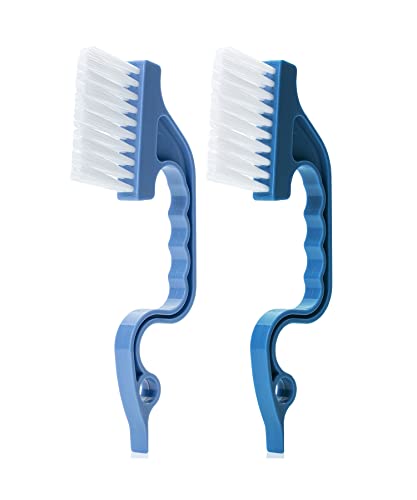 Slick- Window Track Cleaning Brush, 2 Pack, Blue Ergonomic Handle, Built-in Scraper, Multipurpose, Window Track Cleaning Tools - color: Blue, size: 2 Pack