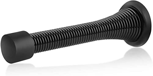 HOMOTEK 20 Pack Black Spring Door Stops,3-1/8" Heavy Duty Door Stop - Flexible Spring Door Stopper with Low Mounted Black Rubber Bumper Tips - color: Black, size: 20 Pack