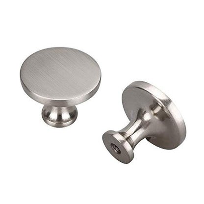 homdiy 30 Pack Brushed Nickel Cabinet Knobs, Solid Round Drawer Knobs, Modern Kitchen Cabinet Hardware for Bedroom Dresser, Cupboard, Drawers - color: Satin Nickel, size: 30 Pack