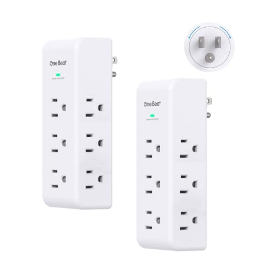 2 Pack Surge Protector Outlet Extender, 9 AC Multi Outlet Wall Plug with Rotating Plug, 1800J Wall Charger, 3-Sided Power Strip Electrical Plug Adapter Outlet Splitter for Home Office Dorm,White - color: White, size: 9ac, 2 Pack