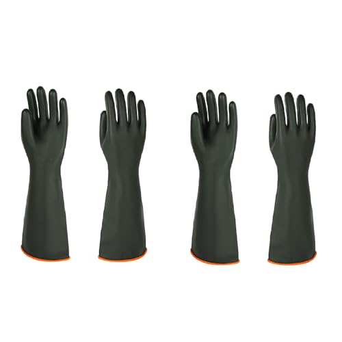 North Tower Heavy-Duty Latex Chemical Resistant Gloves - Reusable Long Rubber Dishwashing Gloves with Forearm Protection for Men - Waterproof, Industrial Safety Gear,18“，2 Pair - size: 18”（2 pair）