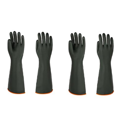 Heavy Latex Chemical Resistant Gloves - Reusable Long Rubber Dishwashing Gloves with Forearm Protection for Men - Waterproof, Industrial Safety Gear, Acid & Alkali Resistant, Oil-Proof，22“,2 Pair - size: 22”（2 Pair）
