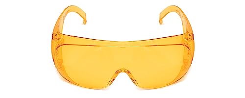 Calabria Fit Over Safety Glasses | Polarized Sunglasses Over Glasses | Wrap Around Anti-Fog | Scratch Resistant | Unisex - color: Tangerine Orange
