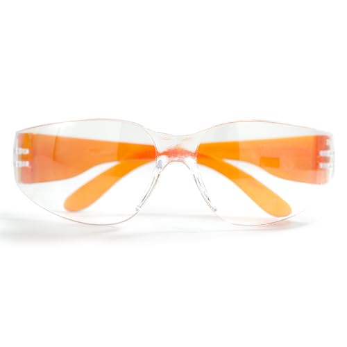 JORESTECH Safety Glasses, ANSI Z87+ Compliant, Impact-Resistant Polycarbonate Lenses, UV Protection, Anti-Scratch Coating, 12-Pack - color: Orange