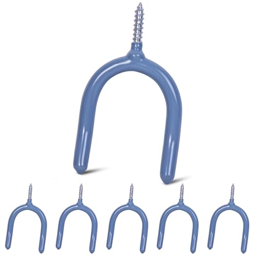 6 Pack Garage Storage System Steel U Hooks with Anti-Slip Coating Home Improvement and Organization Screw in Hooks Easy Wall Mounting Heavy Duty Bike and Ladder (Grey, 6 Pack) - color: Gray, size: 6 Pack