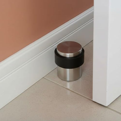 INOX Polished Stainless Steel Door Stoppers - Elegant Simple Style Door Stop with Durable Bright Finish, Heavy-Duty Floor Mounted Hardware, Scratch Protection, 1.58" Tall x 1.38" DSIX04-32 - color: Bright Stainless Steel