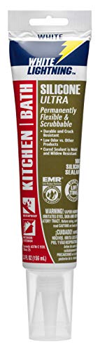 White Lightning W21100005 Silicone Ultra Kitchen & Bath Sealant, White, 5.3 fl. oz. - color: White, size: 5.5 OZ