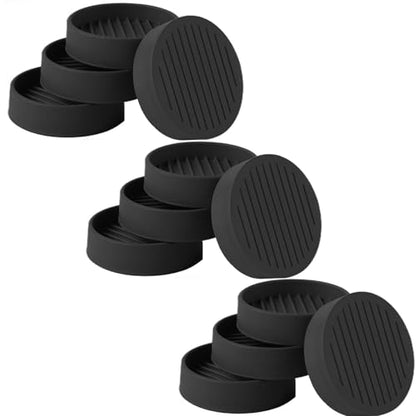 2x2 Round Rubber Furniture Caster Cups, Anti-Sliding Furniture Pads Bed Stopper Floor Protectors with Grip - Protect Any Flooring - size: 12 Pcs Black