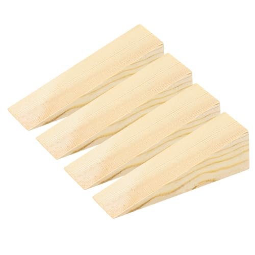 4 Pcs Wooden Door Stop Stopper Solid Non-Slip Doorstop Shims Triangle Wood Block Security Door Stopper Fit for Bottom of Door On Tile, Concrete, Carpet, Wooden Floor