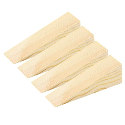 4 Pcs Wooden Door Stop Stopper Solid Non-Slip Doorstop Shims Triangle Wood Block Security Door Stopper Fit for Bottom of Door On Tile, Concrete, Carpet, Wooden Floor
