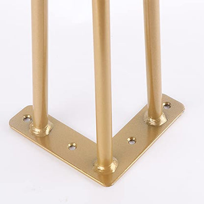 10 Inch Hairpin Legs Metal - 1/2” Dia 3 Rods Design - Mid Century Furniture Table Legs, DIY Furniture Hairpin Feet Gold for Nightstand, Coffee Table and TV Stand, Set of 4 - size: 10 Inch