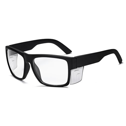 TransitionSafetyGlaseswith ANSI Z87+ImpactApproved Wraparound&Anti Bluelight UV400 - color: Matte Black（grey Shield)