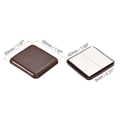 uxcell Furniture Sliders, 8Pcs 2" - Plastic Self-Adhesive Square Sliding Pads, Chair Glides for Carpeted Tile Vinyl Hardwood Floors (Brown)