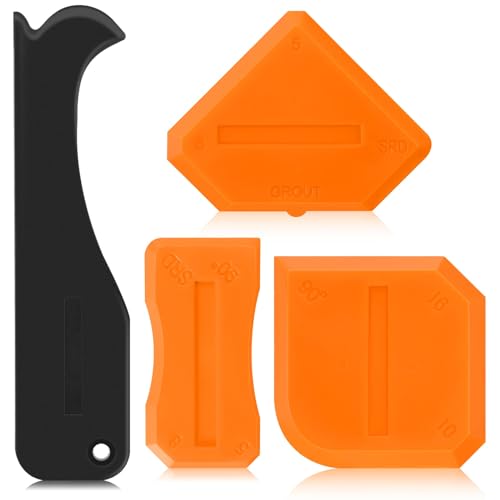 Outus 4 Pieces Silicone Caulking Tool Set Sealant Finishing Grout Scraper Caulking Removal Tool for Kitchen Bathroom Floor Sink Joint Sealant Sealing Home House Renovation, Reuse and Replace(Orange) - color: Orange