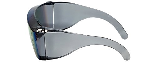 Calabria 3000 Fitover Safety Glasses with Uni-Lens – [Green Mirror] Wrap Around Eye Protection | Anti-Fog Scratch Resistant | Protective Eyewear - color: Green Mirror