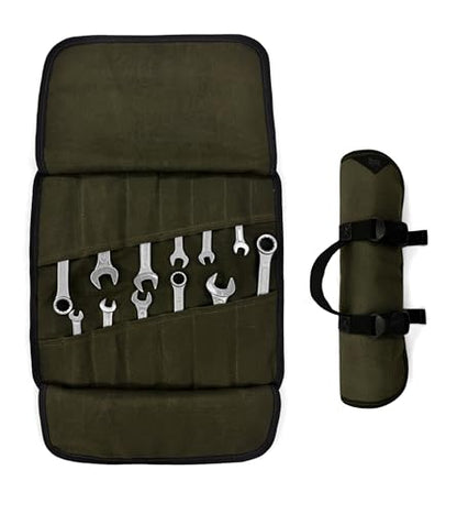 Under NY Sky Tool Roll Organizer, Heavy-Duty Wrench Bag, Portable Hand Tool Pouch for Mechanics, Electricians, and Hand Tools - color: 14 Slots Green