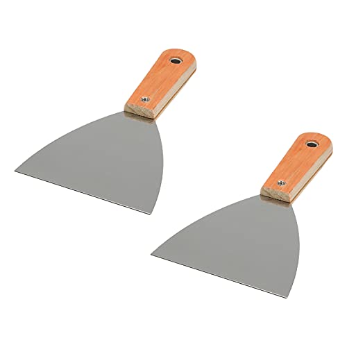 Utoolmart Putty Scraper 4" Cr-V Steel Stiff Putty Knives with Plastic Handle for Taping Paint Wall Floor Tile 2Pcs - size: 4 inch