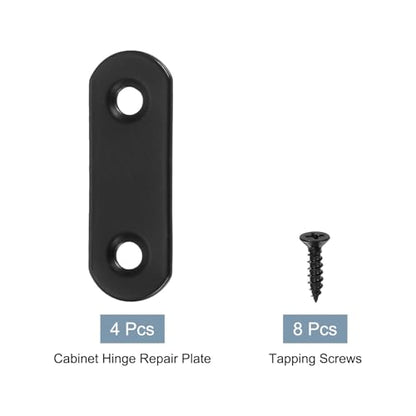 uxcell 4 Set Flat Repair Plates, 0.63 x 1.8 Inch Stainless Steel Flat Straight Brace Bracket Mending Joining Plates with Screws for Fixing Wooden Furniture Corner, Black - size: 0.63 x 1.8 Inch