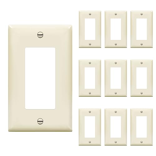 ENERLITES Decorator Light Switch or Receptacle Outlet Wall Plate, Gloss Finish, Size 1-Gang 4.50" x 2.76", Unbreakable Polycarbonate Thermoplastic, UL Listed, 8831-LA-10PCS, Light Almond (10 Pack) - color: Light Almond, size: Standard Size
