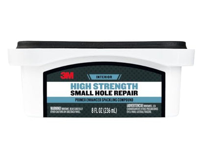 3M High Strength Spackling Compound, 8 oz., Small Hole Repair Primer Enhanced Spackling Compound, Quick & Easy Repair For Nicks & Nail Holes, No Shrinking, Cracking or Sagging (SHR-8-PC-12) - size: 8 Oz.