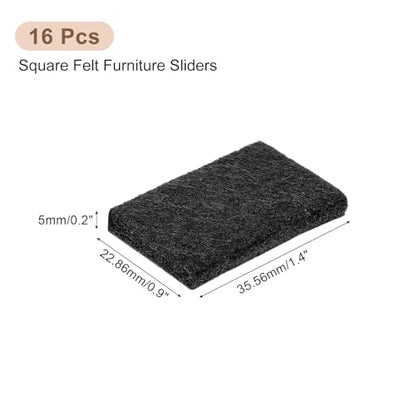 uxcell Furniture Pads, 16Pcs 1.4"x0.9" - Rectangle Self Adhesive Felt Furniture Pads, Hardwood Floor Protectors for Furniture Feet Chairs Legs (Black) - color: Black